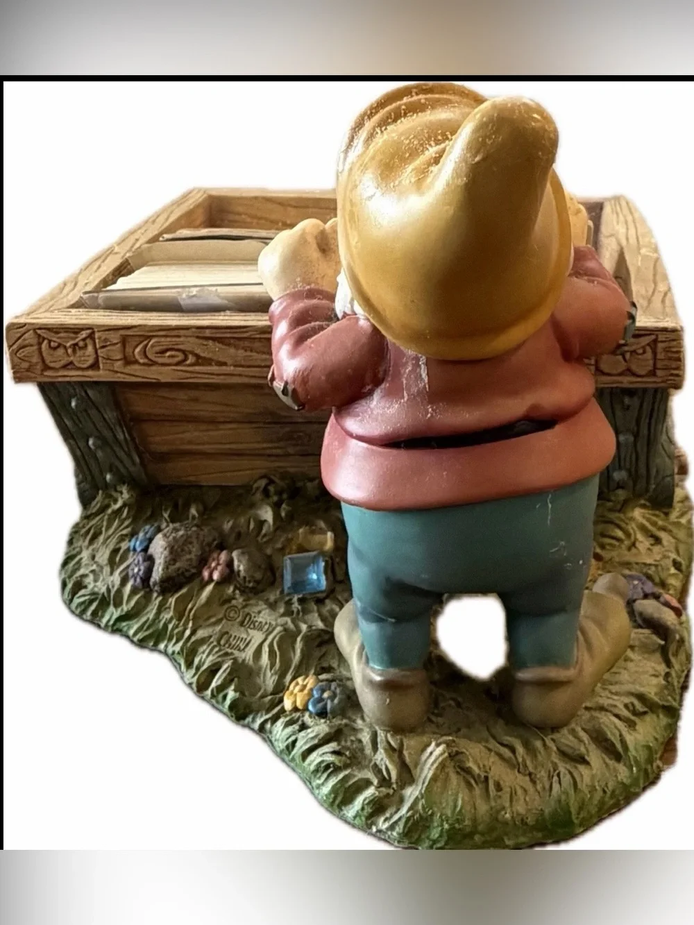 Vintage Disney Snow White & The Seven Dwarves Happy Address Card Holder Figurine